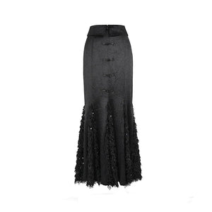 Dark fishtail skirt splicing sequined feather satin skirt - Yandan_Hanfu