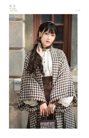 Autumn Houndstooth – New Chinese Style Coat | Song-Inspired Daily Wear for Modern Commuting - Yandan_Hanfu