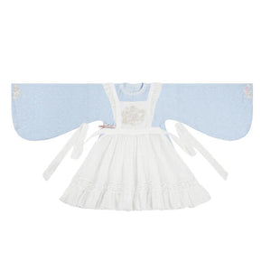 Sweet Rebel Cat – Modern Lolita Hanfu Women's Set | Mandarin Collar Long Robe with Sheer Overlay Skirt - Yandan_Hanfu