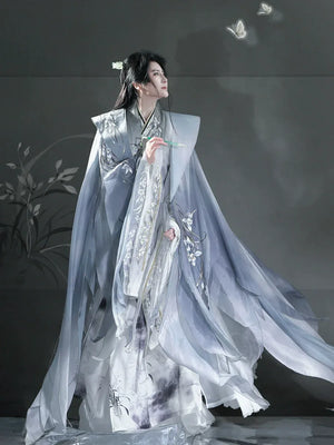 Clivia Ink Cloak – Unisex Ming-Style Hanfu Cape with Cross Collar for Ceremonial Elegance - Yandan_Hanfu