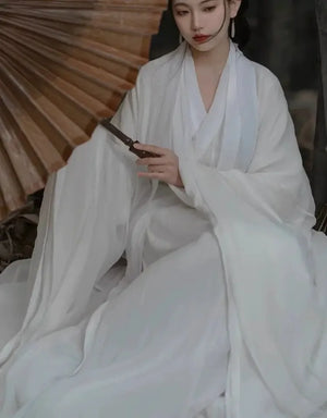 Jin dynasty white Wei Jinfeng wide-sleeved Liuxian dress - Yandan_Hanfu