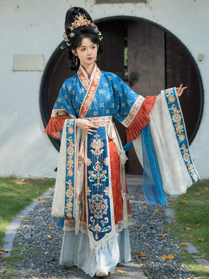 Cloud Silks – Traditional Hanfu Dress Inspired by Wei-Jin Era, Cross-Collar Revival for Women - Yandan_Hanfu