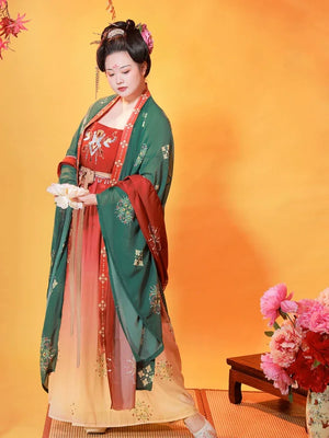 Moon Melody – Plus Size Tang-Style Hanfu for Women, Elegant Hezi Skirt Design with Flowing Silhouette - Yandan_Hanfu