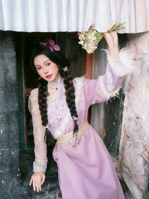 “Moonstone Pink” Tibetan-Inspired Dress for Scenic Travel Portraits - Yandan_Hanfu