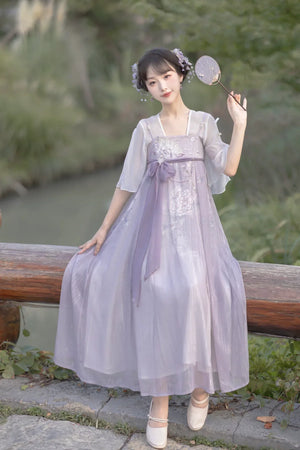 Purple daily Chinese style suspender skirt fairy style - Yandan_Hanfu