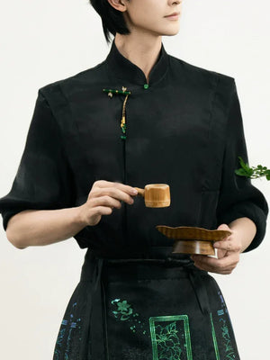 Unisex Hanfu Set – New Chinese Style Cross Jacket & Horse-Face Skirt Modern Hanfu Male - Yandan_Hanfu