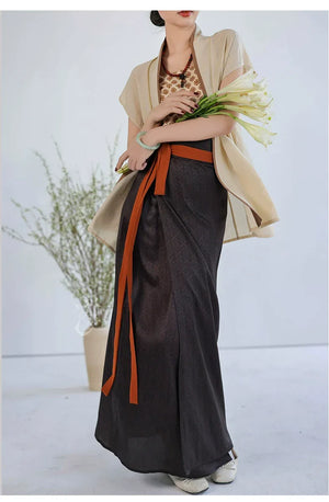 Song Dynasty Hanfu Airplane Sleeves Song Vest Spinning Skirt Spring and Summer Retro Modern Hanfu - Yandan_Hanfu