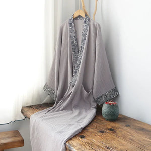 Long summer thin pure cotton Hanfu red robe for men and women - Yandan_Hanfu