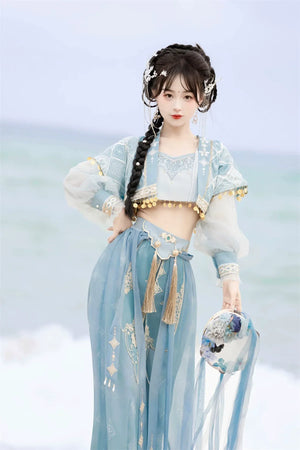 【Cloud traveler】 blue Hanfu Dunhuang Western style ethnic style suit Princess Jasmine - Yandan_Hanfu