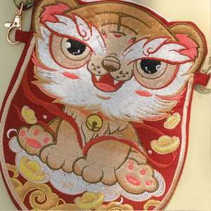 Embroidered Tiger Bag – Traditional Hanfu Purse with Vintage Craftsmanship - Yandan_Hanfu