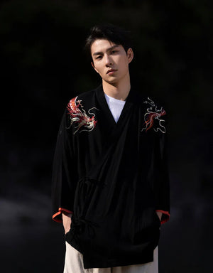 Chinese style cotton and linen retro Hanfu spring and summer Tang suit man - Yandan_Hanfu