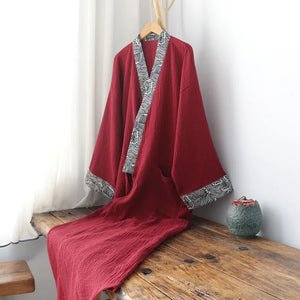 Long summer thin pure cotton Hanfu red robe for men and women - Yandan_Hanfu