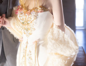 Elegant Toast Dress – Modern Chinese Gown with Exquisite Embroidery for Engagement & Gala Events - Yandan_Hanfu