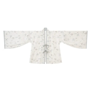 White Dew: Bamboo Shadows & Swallow Whispers – Jin-Style Hanfu Set | Tencel Pleated Robe with Rayon Camisole and Flowing Skirt - Yandan_Hanfu