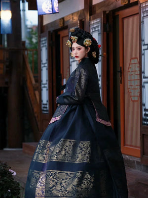 【ChiWu】Korean traditional court dress black ancient dress dance dress - Yandan_Hanfu