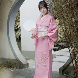Pink Japanese kimono yukata vintage dress modified kimono - Yandan_Hanfu