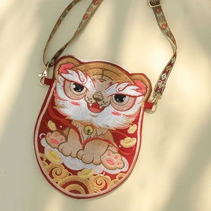 Embroidered Tiger Bag – Traditional Hanfu Purse with Vintage Craftsmanship - Yandan_Hanfu
