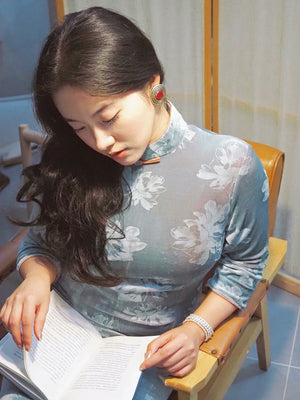 Velvet Elegance – New Chinese Qipao Dress | Autumn/Winter Curve-Flattering Fit - Yandan_Hanfu