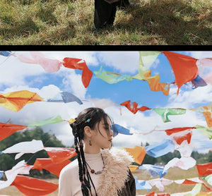 Trench Coat with Detachable Fur Collar | Reimagined Tibetan-Inspired Design - Yandan_Hanfu