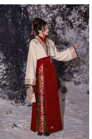 Red Brocade Hanfu Gown – Modern Chinese Dress for Engagement, Wedding Toast & Lunar New Year - Yandan_Hanfu