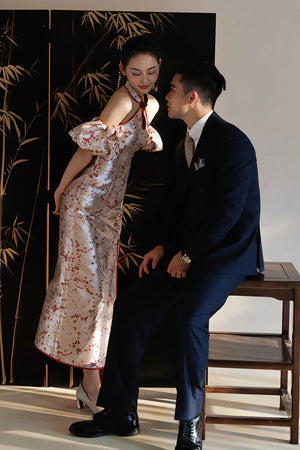 "Huanmei" red cheongsam bride wedding dress toast dress engagement - Yandan_Hanfu