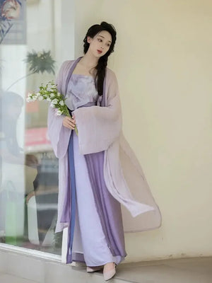 Monet Garden Pink Purple Oil Painting Sense Song Dress - Yandan_Hanfu
