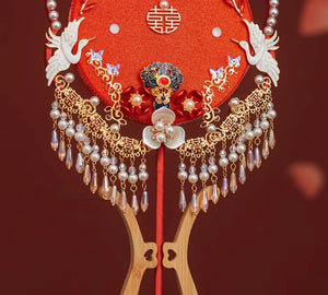 如意 | Bridal fan Chinese wedding bouquet - Yandan_Hanfu