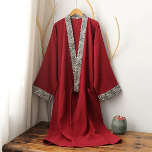 Long summer thin pure cotton Hanfu red robe for men and women - Yandan_Hanfu