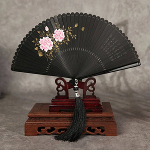 Folding fan female dance fan Hanfu Chinese style full bamboo fan - Yandan_Hanfu