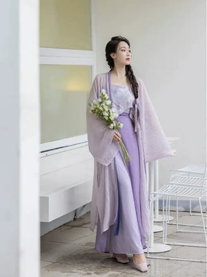 Monet Garden Pink Purple Oil Painting Sense Song Dress - Yandan_Hanfu
