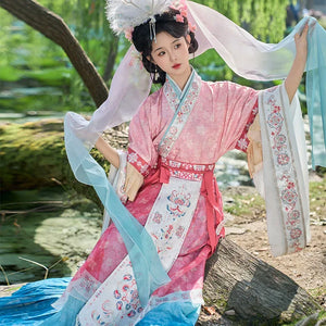 Cloud Silks – Traditional Hanfu Dress Inspired by Wei-Jin Era, Cross-Collar Revival for Women - Yandan_Hanfu