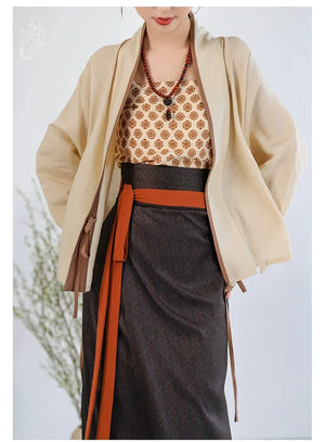 Song Dynasty Hanfu Airplane Sleeves Song Vest Spinning Skirt Spring and Summer Retro Modern Hanfu - Yandan_Hanfu