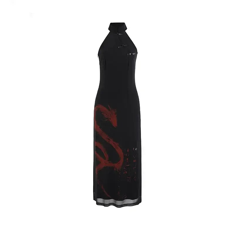 New Chinese Style dress women's summer retro buckle daily commuting sleeveless long cheongsam - Yandan_Hanfu