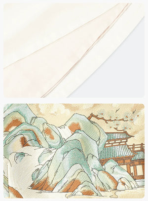 Walking Through Green Hills – Tang-Inspired Hanfu Dress Set with Camisole Gown and Overlap Blouse - Yandan_Hanfu