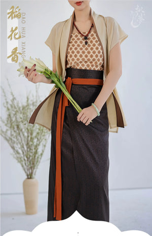 Song Dynasty Hanfu Airplane Sleeves Song Vest Spinning Skirt Spring and Summer Retro Modern Hanfu - Yandan_Hanfu