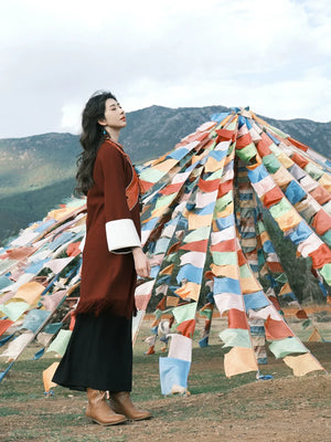 “Mani Stone” – Tassel Dress with Tibetan-Inspired Ethnic Elements | New Chinese Style - Yandan_Hanfu