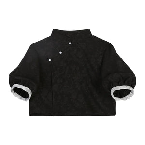 New Chinese style black top shirt print skirt set spring and summer - Yandan_Hanfu