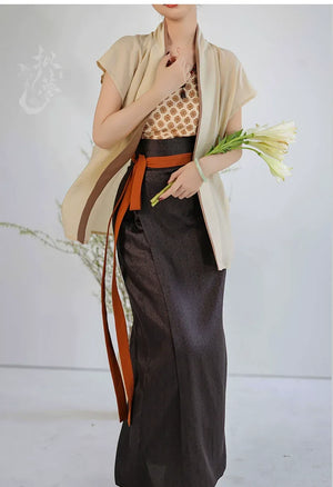 Song Dynasty Hanfu Airplane Sleeves Song Vest Spinning Skirt Spring and Summer Retro Modern Hanfu - Yandan_Hanfu