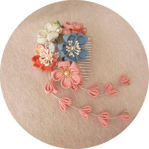 Japanese crepe hair accessories kimono Hanfu headgear photo fringed hair comb - Yandan_Hanfu