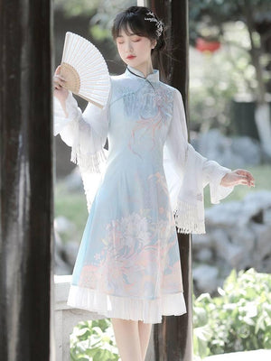 Feihua Fish Shadow Hanfu Women's Daily Han Element New Chinese Style Cheongsam Dress - Yandan_Hanfu