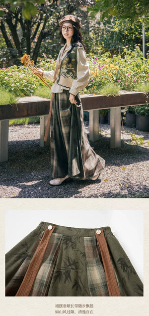 “Winter Trio” – New Chinese Knit Bijia & Skirt Set (Hanfu-Inspired) - Yandan_Hanfu