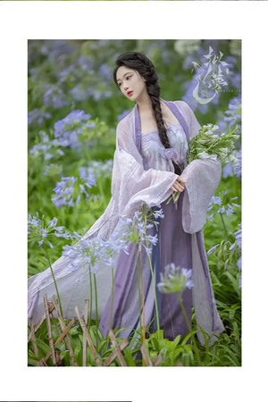 Monet Garden Pink Purple Oil Painting Sense Song Dress - Yandan_Hanfu