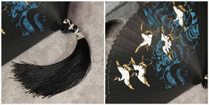 Folding fan female dance fan Hanfu Chinese style full bamboo fan - Yandan_Hanfu