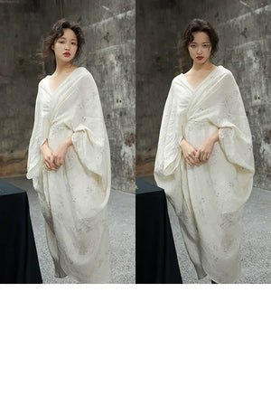 100% Ramie Modern Chinese Dress – Zen-Inspired Summer Travel Maxi with Relaxed Silhouette - Yandan_Hanfu