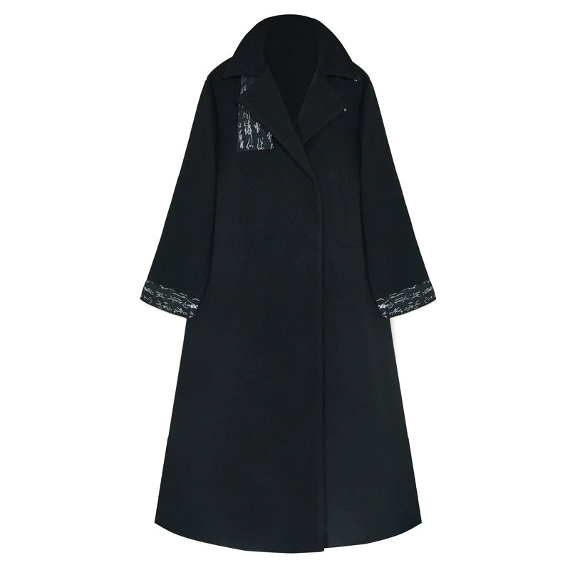 Neu Chinesischen wollmantel schwarz gewebt silber männer und frauen pferd rock jacke