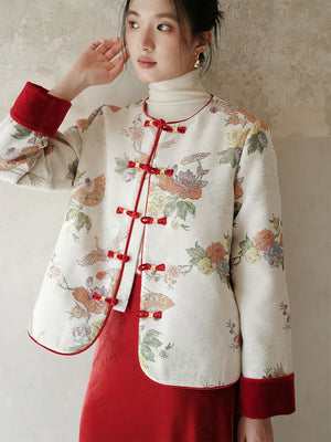 Red Velvet Cheongsam – Modern Chinese Winter Dress with Butterfly Bead Embroidery - Yandan_Hanfu