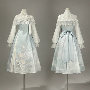 “Lily Dew” Modern Hanfu Ensemble – Elegant New Chinese Style Dress Set for Autumn - Yandan_Hanfu