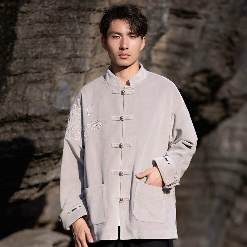 Neu Chinesischen Tang-stil männer taste top herbst und winter mantel goldenen