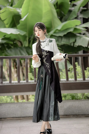 Zhujian Snow New Chinese Hanfu Dress Daily National Style Han Elements Set - Yandan_Hanfu