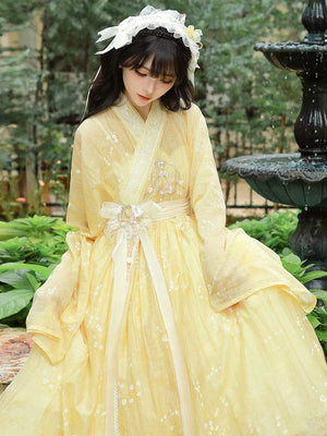 Enamel Elegance – Modern Hanfu Women's Autumn Set | Ming-Style Tieli with Sheer Overlay Skirt in Tencel - Yandan_Hanfu